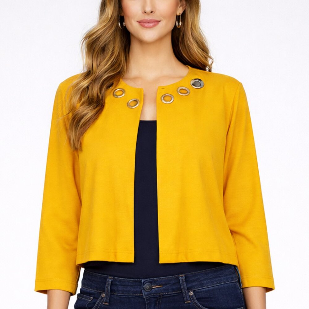 NEW Anthony Original Grommet Detail Jacket 3/4 Sleeve Mustard XS